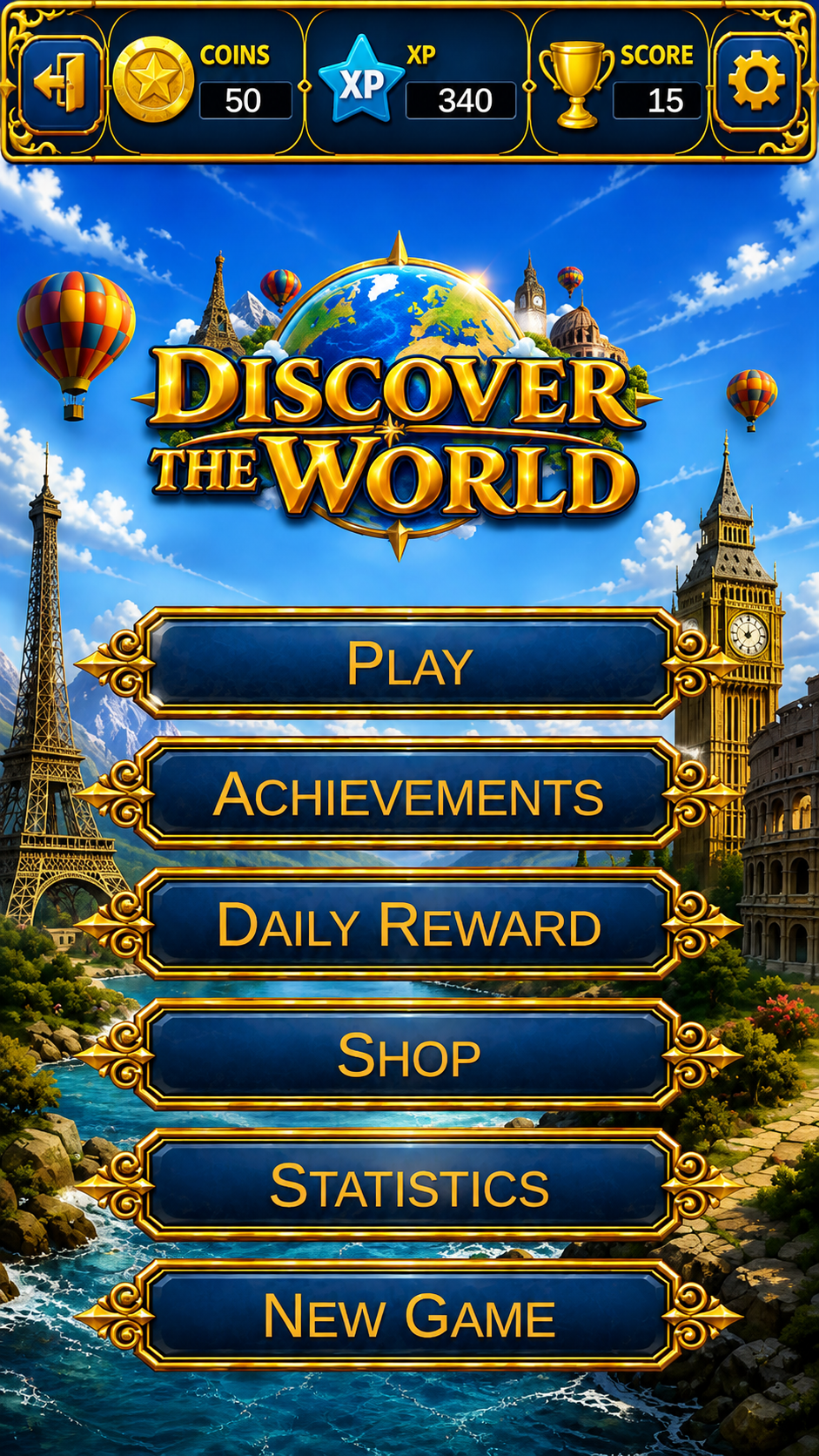 Discover The World main menu
